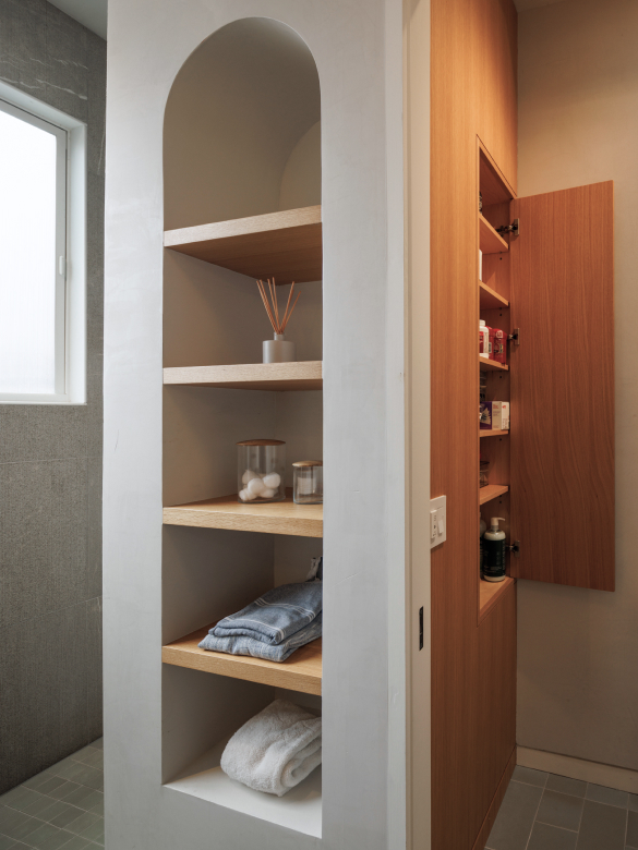 Noe Valley Addition and Renovation Built-In Shelves in Bathroom
